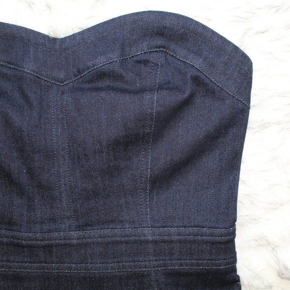 SOLD Express Strapless Front Slit Blue Denim Dress - Picture 5 of 8